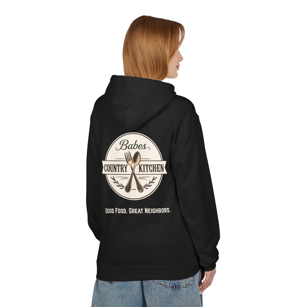 Babes Country Kitchen Hoodie — 'Good Food. Great Neighbors.' Cozy Farmhouse Pullover
