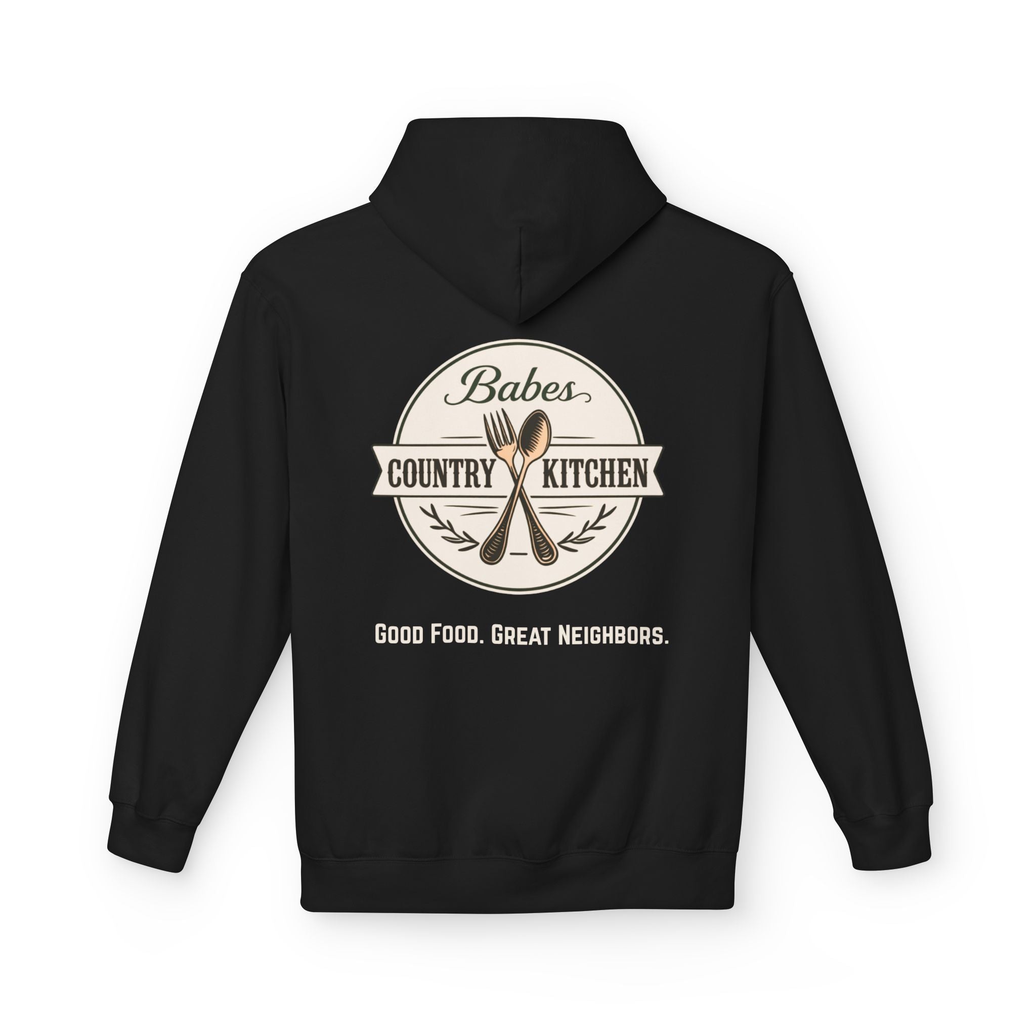 Babes Country Kitchen Hoodie — 'Good Food. Great Neighbors.' Cozy Farmhouse Pullover