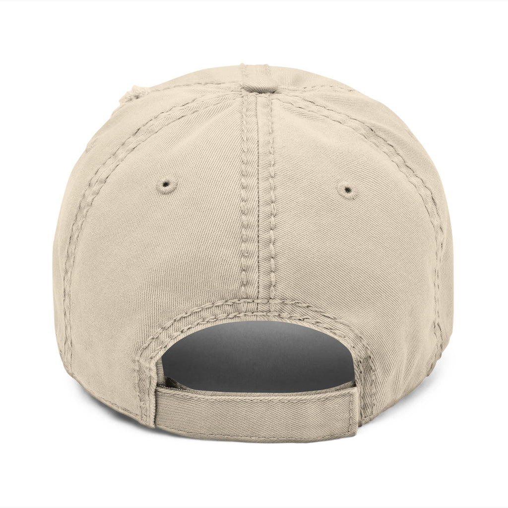 Oh Well Embroidered Dad Hat — Distressed Beige Wishing Well Cap