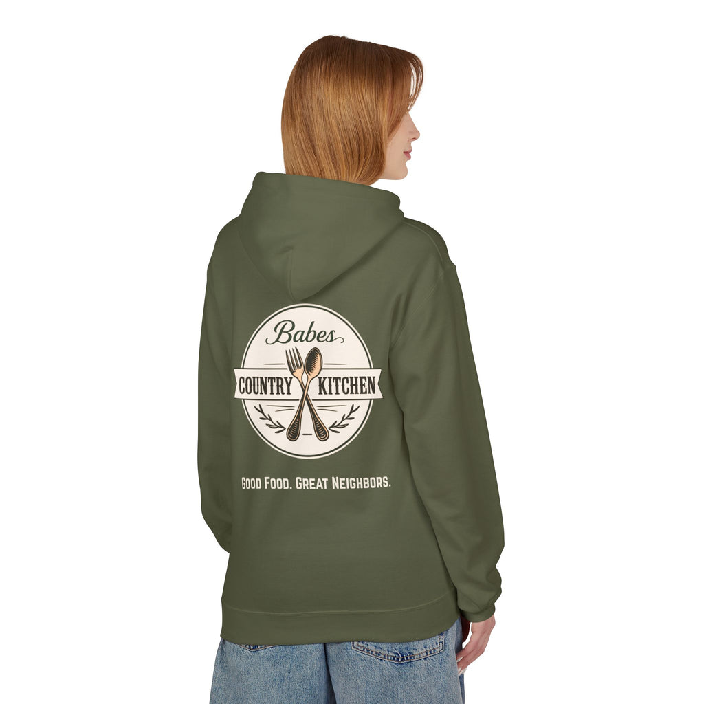 Babes Country Kitchen Hoodie — 'Good Food. Great Neighbors.' Cozy Farmhouse Pullover
