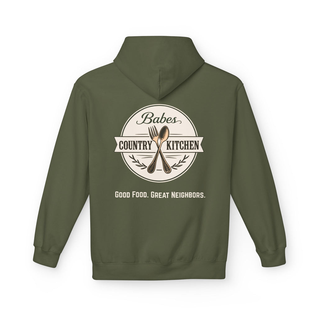 Babes Country Kitchen Hoodie — 'Good Food. Great Neighbors.' Cozy Farmhouse Pullover