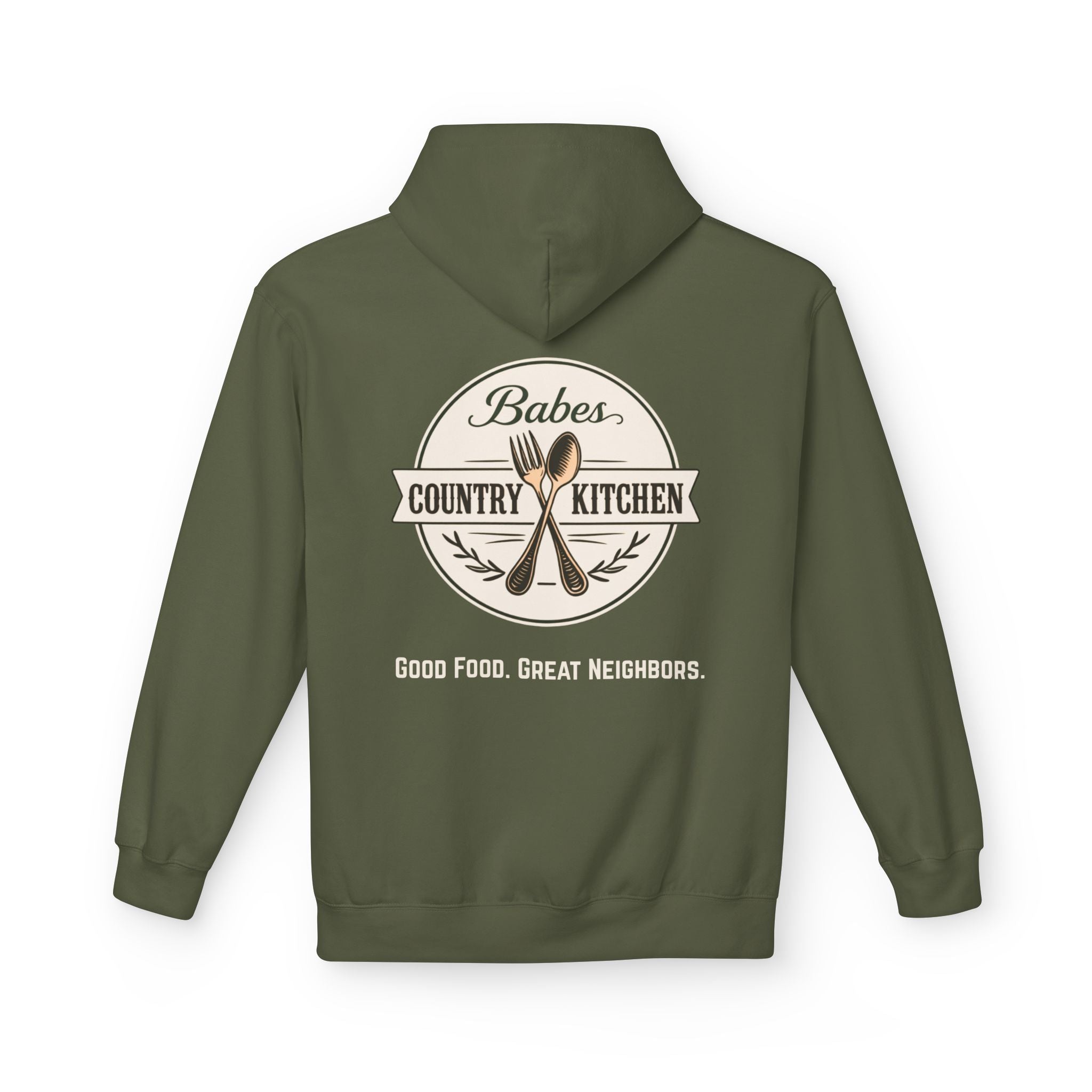 Babes Country Kitchen Hoodie — 'Good Food. Great Neighbors.' Cozy Farmhouse Pullover