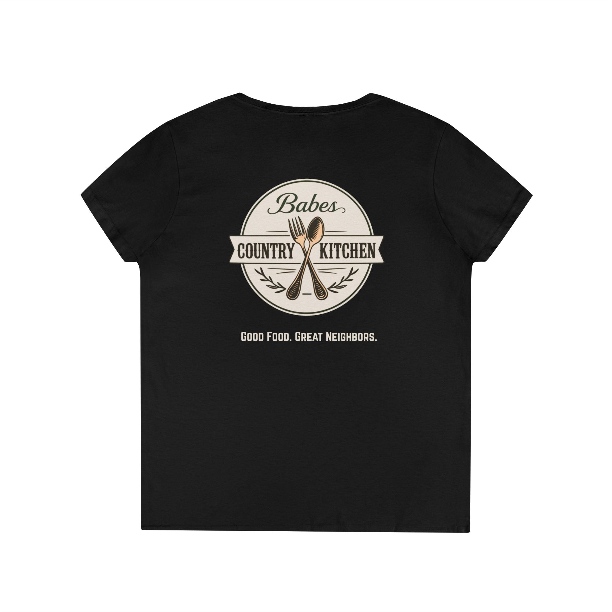 Ladies' V-Neck T-Shirt — "Babes Country Kitchen" Logo Tee