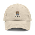 Oh Well Embroidered Dad Hat — Distressed Beige Wishing Well Cap